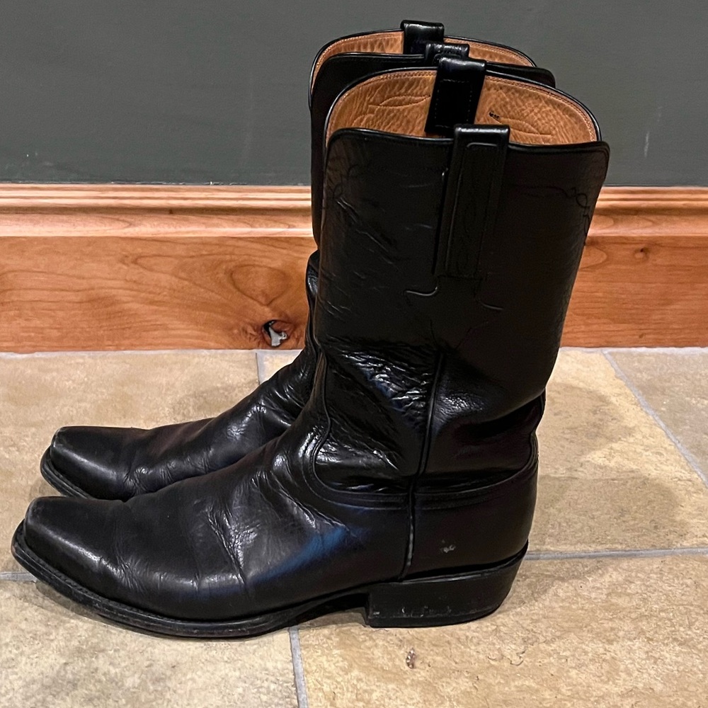 Men’s Black Lucchese Leather Cowboy Boots